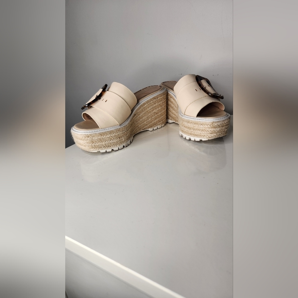 Women's Sam Edelman Cream Espadrille Platform Sandals - Picture 5 of 8